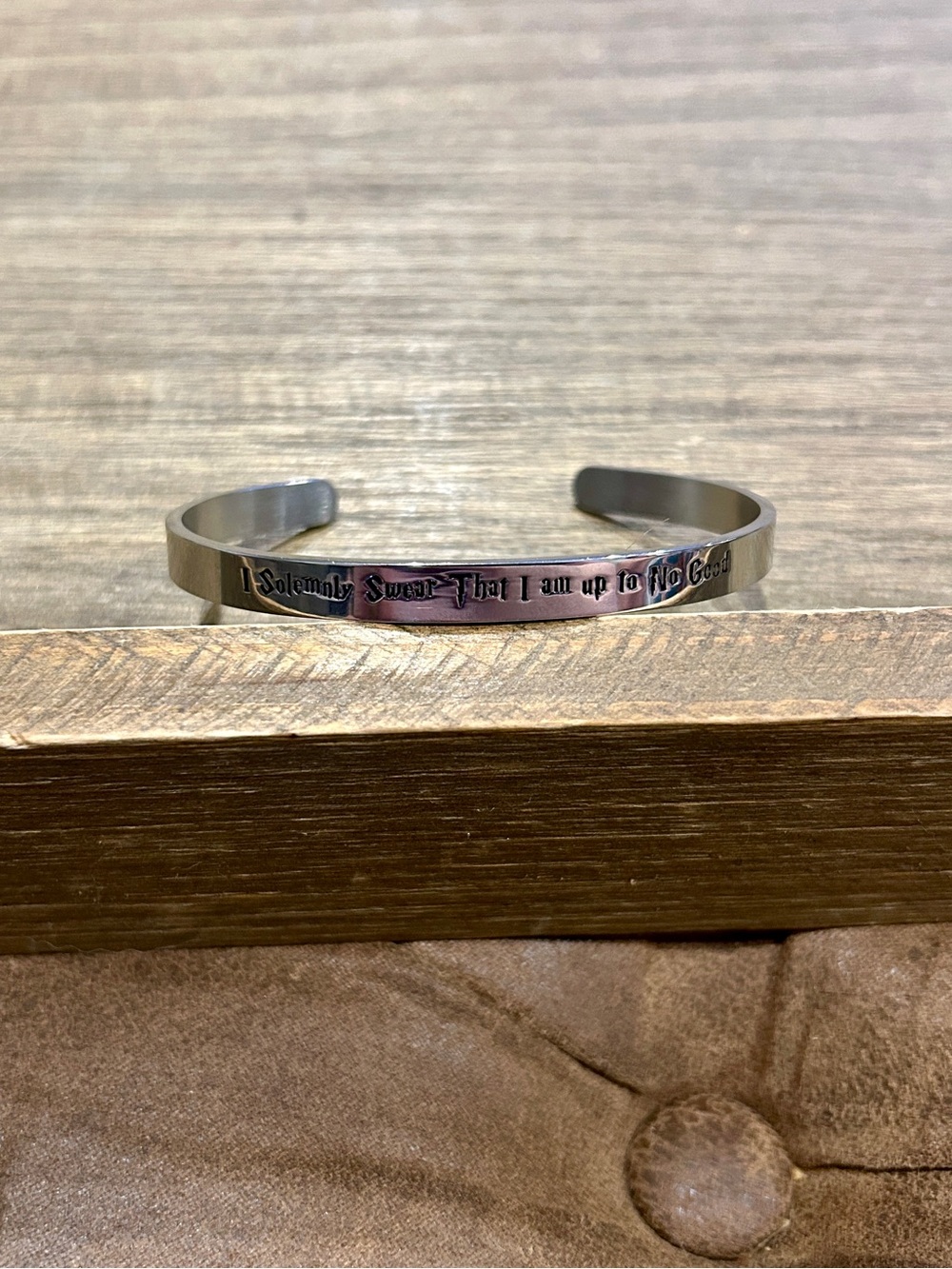 Harry Potter Silver Engraved Cuff